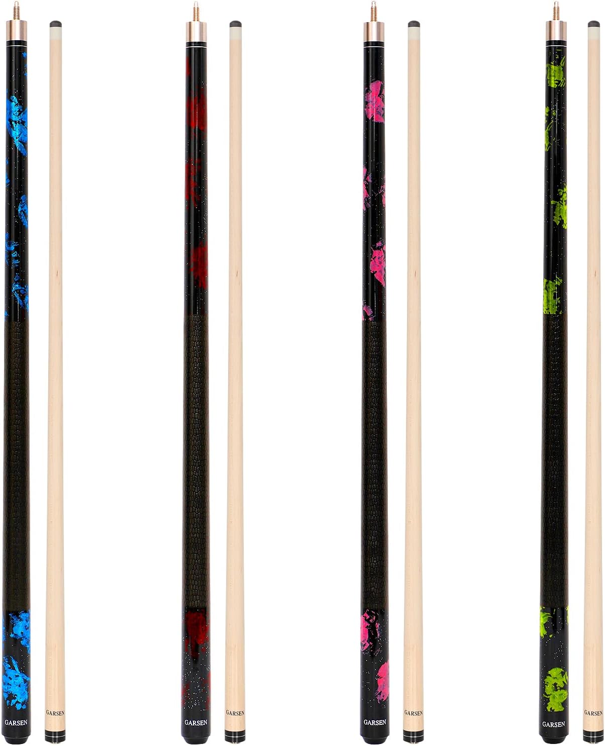 4 Pieces Pool Cue Stick 58 inch 18 oz 19 oz 20 oz 21 oz Billiard House Bar Pool Stick