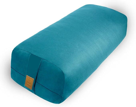 Yoga Bolster (26x10.5x5.5 in) Supportive Yoga Cushion for Restorative Yin Yoga Accessories Rectangular Bolster for Stretching Meditation Pillow 100% Organic Cotton Removable Washable Cover-FlexoryFit