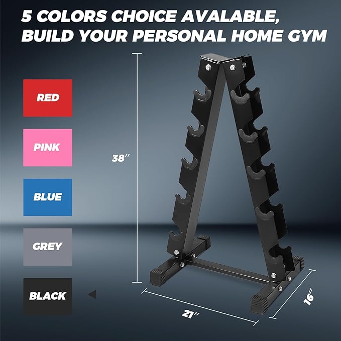RitFit 250LB/300LB Rubber Hex Dumbbell Sets with Weights Rack, Multiple Color Choices Available, Great Gym Equipment for Home, Strength Training, Workouts-FlexoryFit