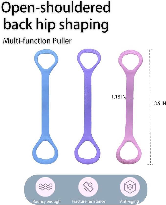 Figure 8 Fitness Resistance Band, Elastic Bands for Working Out,Arm,Back Training Elastic Ropes, Exercise Equipment for Yoga, Pilates,Physical Therapy,Stretching（3 Pack）-FlexoryFit