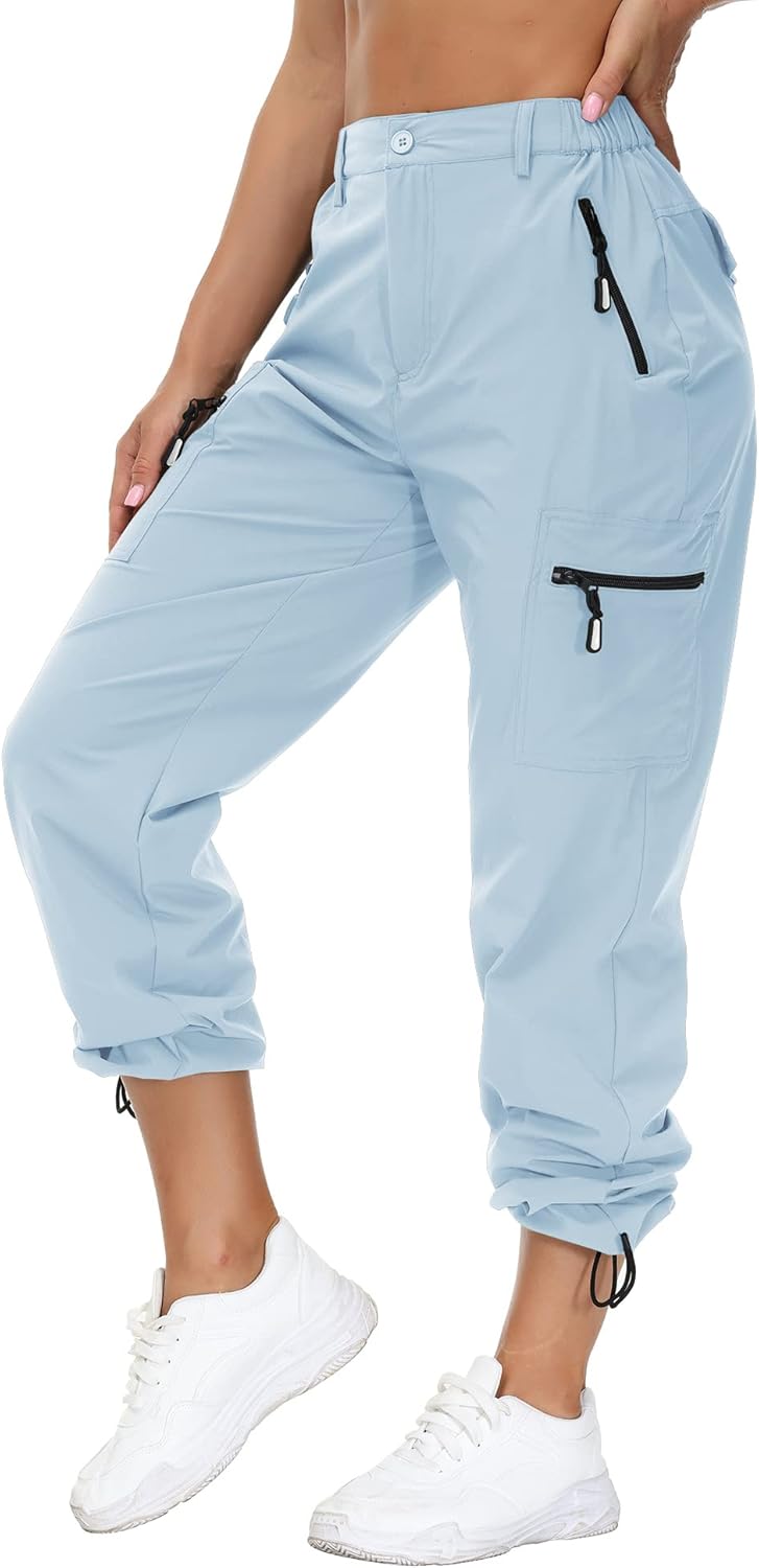 VVK Women's Hiking Cargo Pants Lightweight Quick Dry Outdoor Athletic Pants Camping Climbing Golf Zipper Pockets