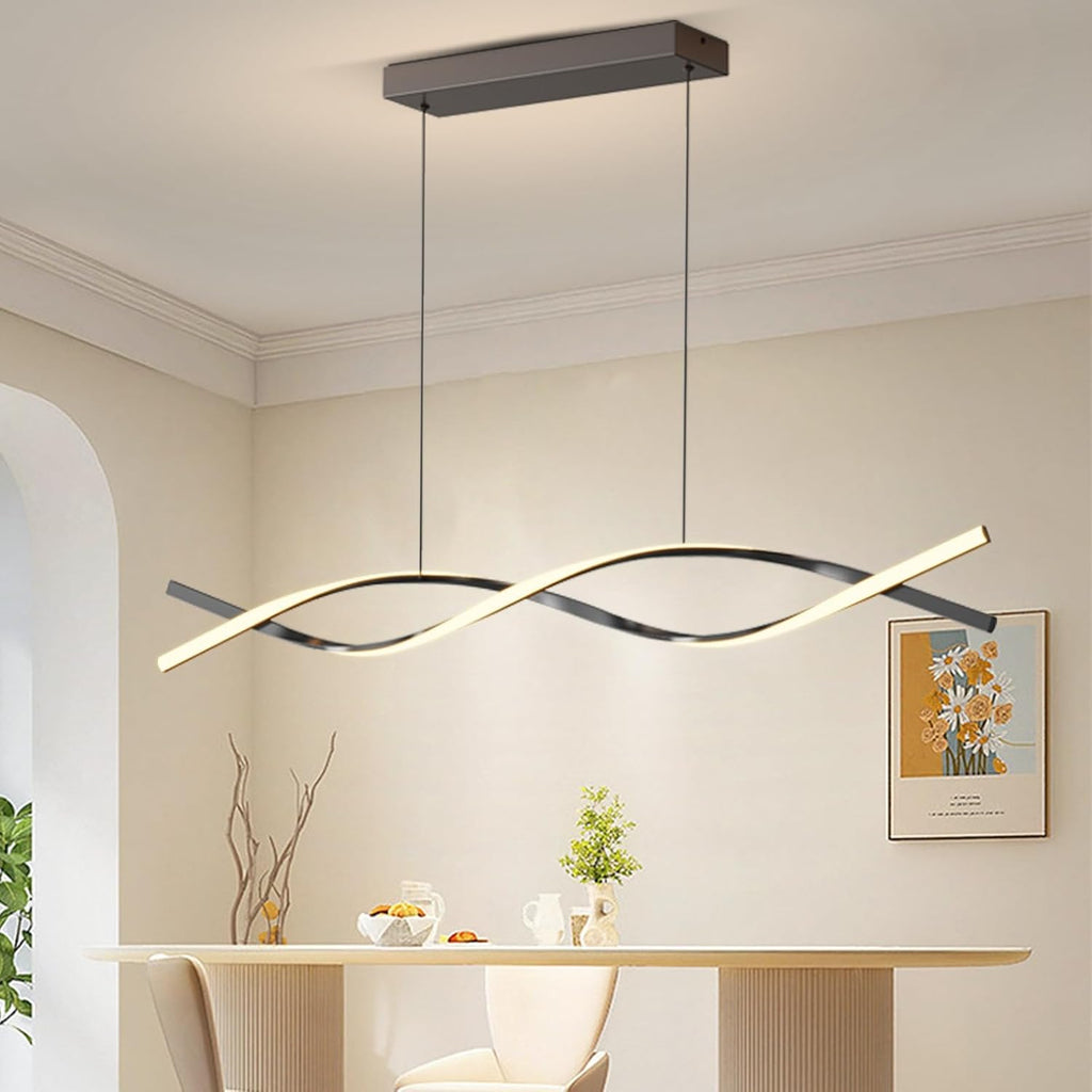 Modern Kitchen Island Pendant Lights, 47in LED Chandelier Fixture Dimmable 3000k-6000K Color, Aluminum Island Lighting Lamp for Dining Room, Billiard Room