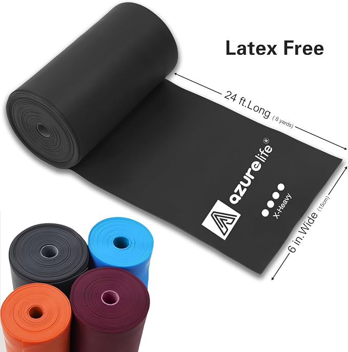 Professional 8 Yards Bulk Resistance Bands Rolls or 5,6,7 ft. Long Non-Latex Elastic Exercise Bands, Stretch Bands for PT, Yoga, Pilates, Rehab, at-Home or The Gym Workouts-FlexoryFit