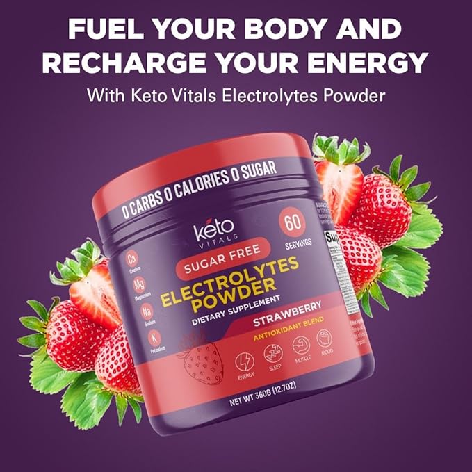 Keto Vitals Antioxidant Electrolytes Powder - Blend Electrolytes with Potassium, Magnesium, Sodium, Calcium | Keto Electrolytes Supplement Energy Drink Mix | Sugar-Free, Zero Calories, Zero Carbs-FlexoryFit