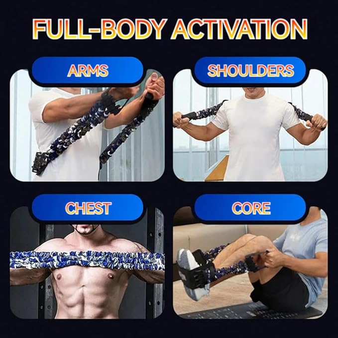 Natural Latex 3-Hole Resistance Stretcher, 2025 New Chest Expander Stretch Bands for Men, High Elasticity & Tear Resistant Exercise Bands with Handles, Full-Body Basic Training-FlexoryFit