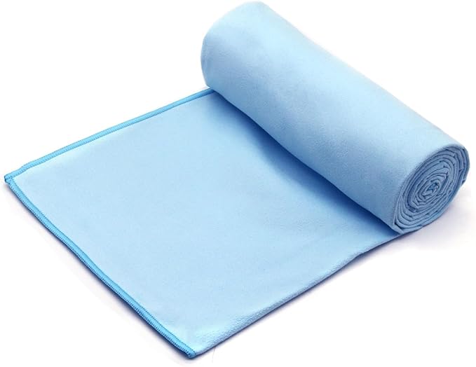 Eunzel Hot Yoga Towel Non Slip Yoga Mat Towel Non-Slip Sweat Absorbent Towel for Hot Yoga, Pilates and Workout 72" x 26.5", Blue-FlexoryFit