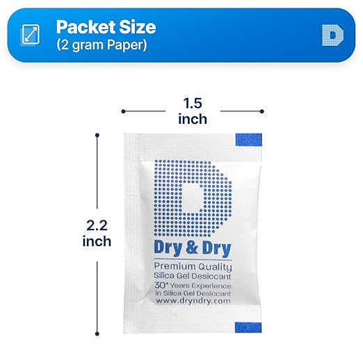 Dry & Dry 2 Gram [7000 Packets] Silica Gel Packets Desiccants, Silica Packets - Rechargeable Silica Gel Packs, Silica Gel Packets, Desiccants Packets, Silica Gel