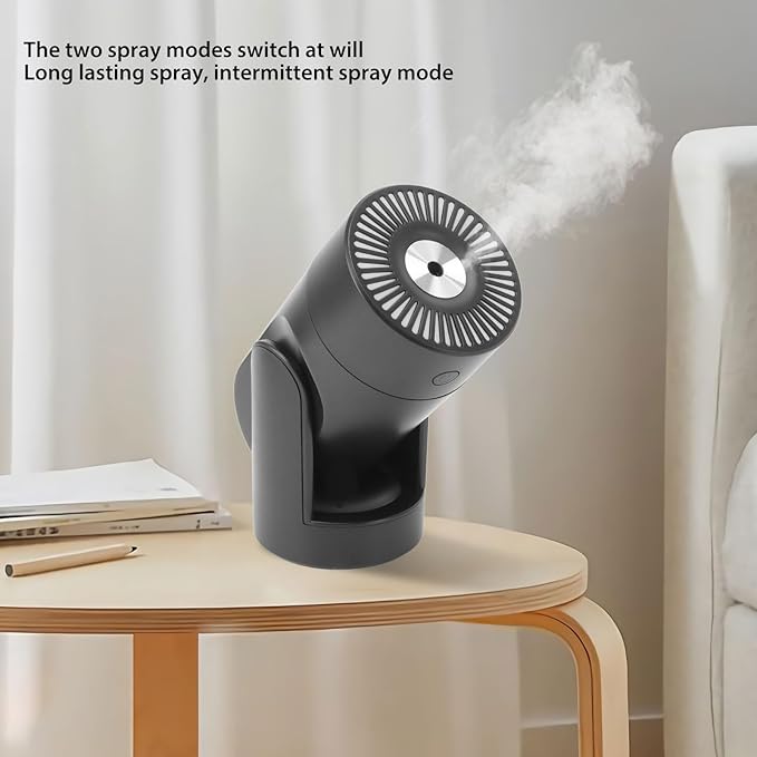 Portable Mini Humidifier,USB Automatic Rotating Super Quiet Small Desktop Cool Mist Humidifier for Bedroom Office Car Travel (Black)