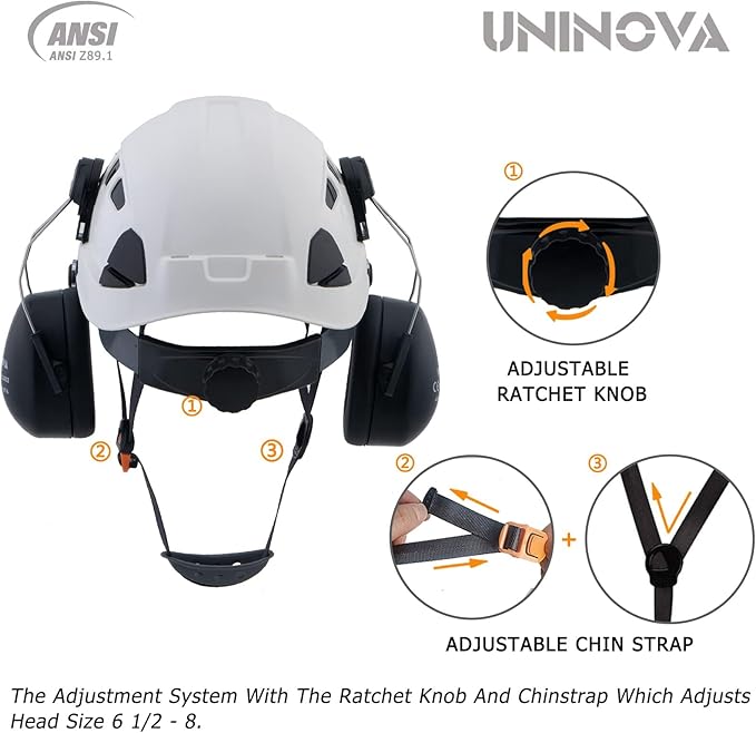 UNINOVA Arborist Helmet Forestry Helmet Chainsaw Helmet with Visor and Earmuffs,OSHA Safety Hard Hat Helmet for Logging Trimming Mowing Climbing Tree Service Garden Work