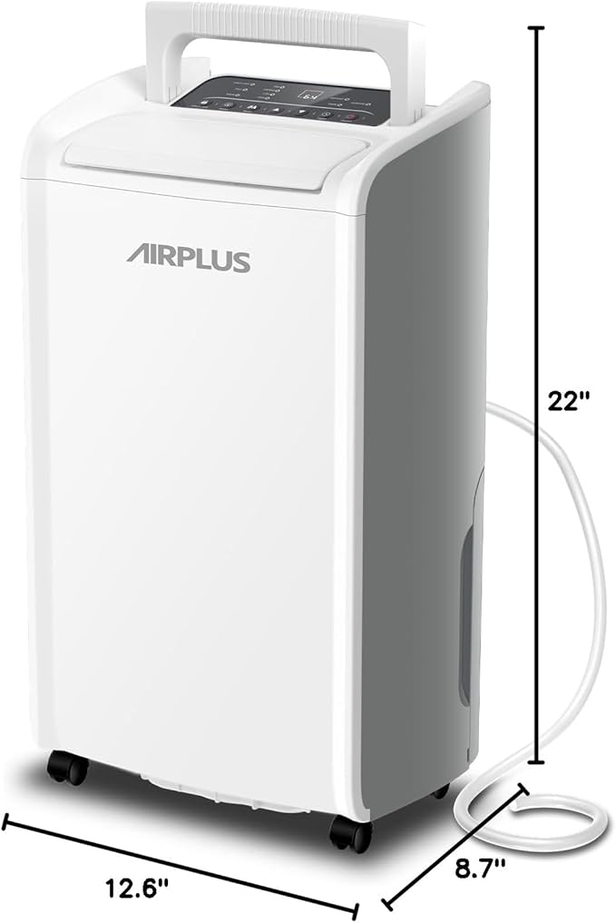AIRPLUS 4,500 Sq.Ft 70 Pint Dehumidifier for Basements and Home-with Drain Hose,Efficient,Energy-with Dual Protection and 4 Smart Modes,24H Timer,Defrost,for Large room