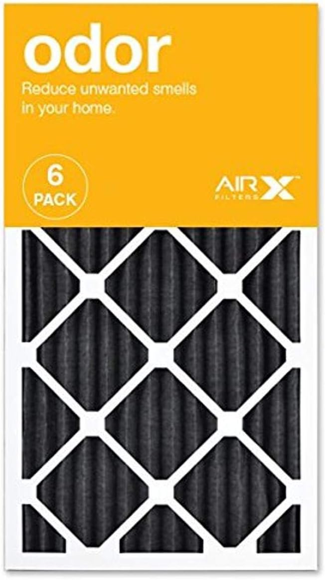 AIRx Filters ODOR 14x25x1 MERV 8 Carbon Pleated Air Filter - Made in the USA - Box of 6 Compatible with replacement for