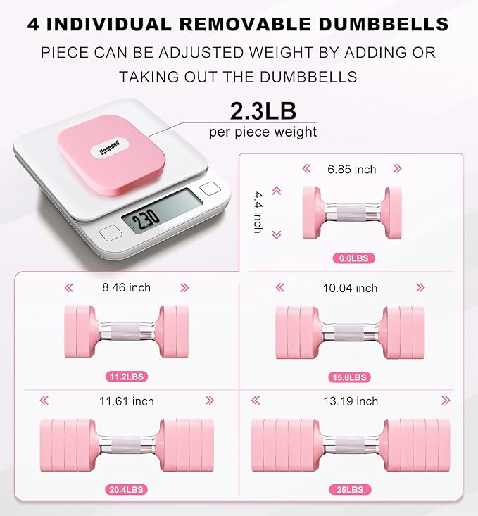 15LB 20LB 50LB Adjustable Dumbbell Set Free Weights Dumbbells Set for Women Men Hand Weights Sets Adjust Dumbbell Weight Sets for Home Gym Exercise Workout Strength Training Equipments-FlexoryFit
