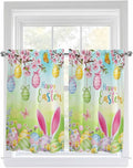 Easter Tier Curtains 45 Inches Long, Spring Bunny Colorful Rabbit Eggs by Unknown