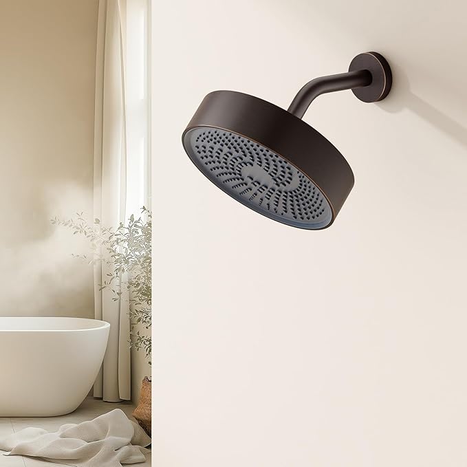 AULEEND，high pressure shower heads，with Anti-Clog Rubber Jets - 360° Rotation Adjustable Shower Head -7.87inches (ORB)