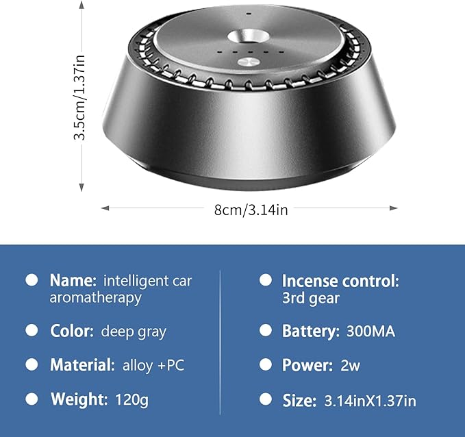Wireless Car Aromatherapy Diffuser – Ultrasonic Nano Mist, 3-Speed Control, Rechargeable Humidifier & Air Freshener, Alloy PC Design (1, Machine + 4 Oil)