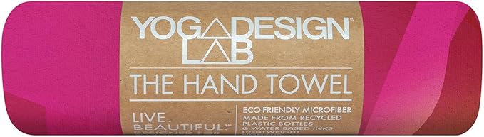 Yoga Design LAB | The Hand Towel | Premium Non Slip Hand Towel | Designed in Bali | Colorful Eco Printed + Quick Dry + Soft | Hot Yoga, Bikram, Ashtanga, Sport, Barre, Travel (Rose)-FlexoryFit
