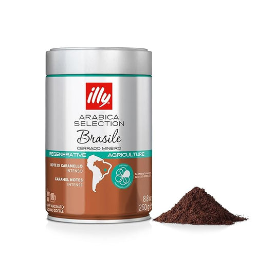illy Arabica Selections Brasile - Cerrado Mineiro Ground Coffee, Regenerative Agriculture Coffee, 8.8oz (Pack of 1)-FlexoryFit