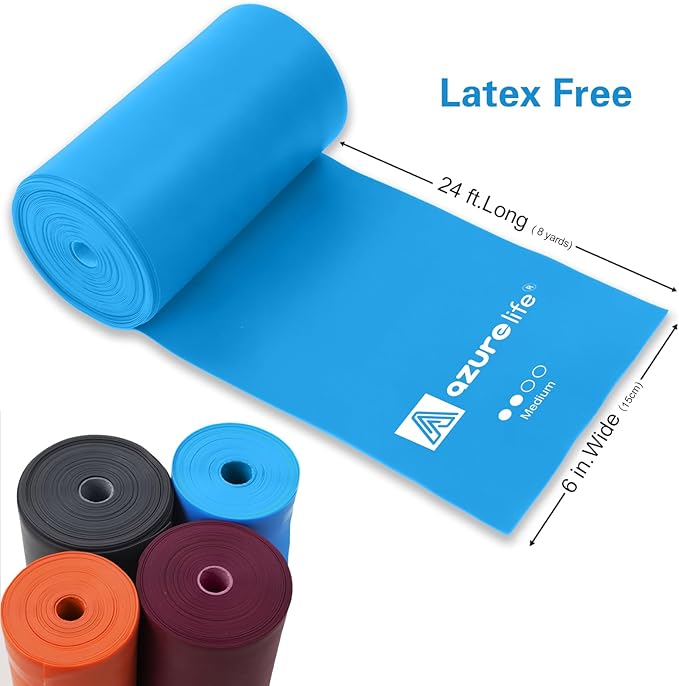 Professional 8 Yards Bulk Resistance Bands Rolls or 5,6,7 ft. Long Non-Latex Elastic Exercise Bands, Stretch Bands for PT, Yoga, Pilates, Rehab, at-Home or The Gym Workouts-FlexoryFit