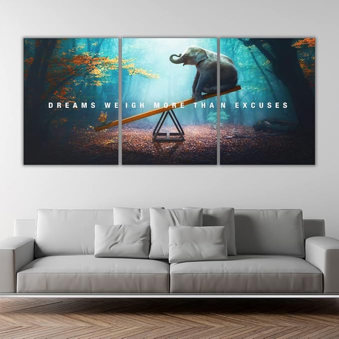 Yetaryy Motivational Poster Inspirational Wall Art 3 Pieces Canvas Painting Lion Artwork for Living Room Office Modern Home Decor Prints Pictures Wall Decor Framed Ready to Hang [36''Wx 16''H]-FlexoryFit