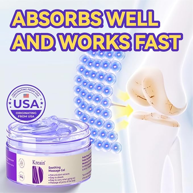 Kreain Nature Soothing Massage Pain Relief Gel, Joint Purple Gel Cooling Soothes Cream for Knees, Hand Arthritis, Lumbar, Neck and Shoulders(3.5 Ounce, 1 Pack)-FlexoryFit