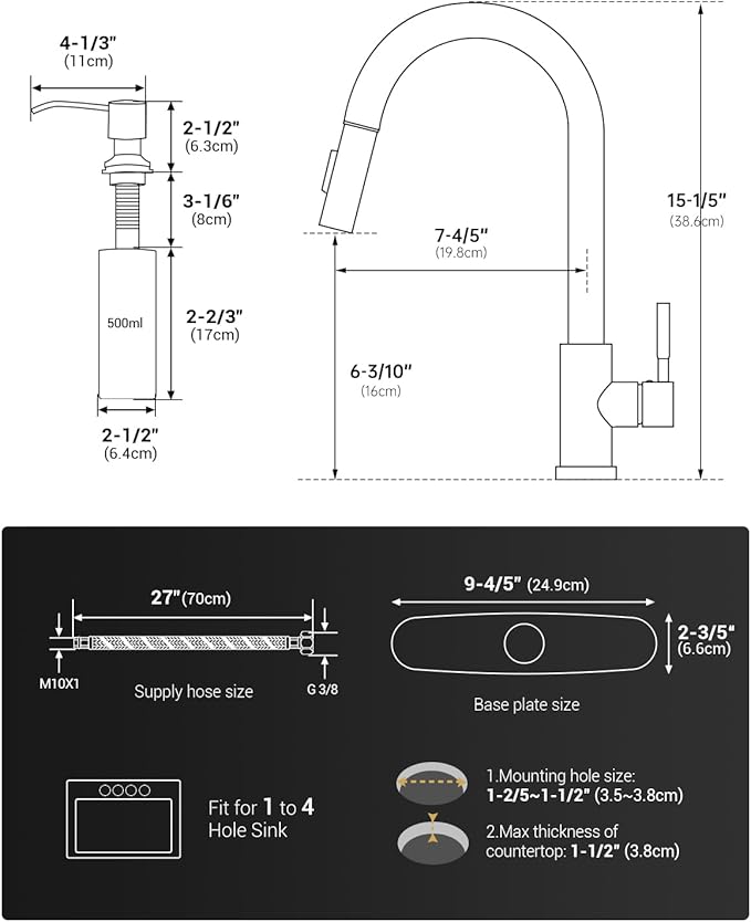 APPASO Touchless Kitchen Faucet with Soap Dispenser, S304 Stainless Steel Modern Motion Sensor Sink Faucets with Pull Down Sprayer 2 Modes and Deck Plate, Activated Smart Hands Free