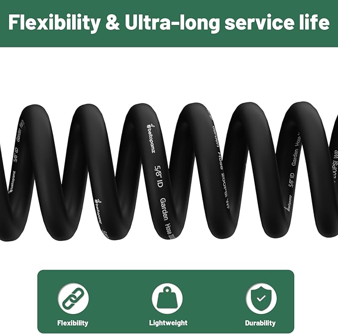Short Garden Hose 10 ft x 5/8" Female to Female Hose Adapter, Heavy Duty Small Water Hose Extend Connector, Leak-Free Connections Hybrid Rubber Leader Hose with 3/4" Double GHT Fittings, BT10FF, Black