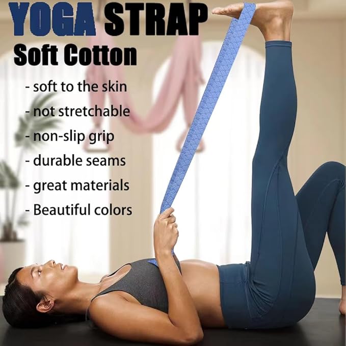 Yoga Exercise Adjustable Straps 8FT with Durable D-Ring for Pilates & Gym Workouts | Hold Poses, Stretch, Improve Flexibility & Maintain Balance-FlexoryFit
