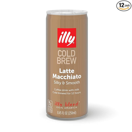 illy Ready To Drink Coffee – Latte Macchiato Cold Brew Cans - 100% Arabica - Smooth & Refreshing Taste - Convenient, Easy to Carry Drink with Milk – 8.5 oz., 12 Pack-FlexoryFit