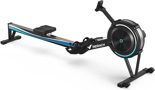 MERACH Rowing Machines for Home, Adjustable Air Resistance Professional Indoor Rowing Machine, Ergonomic Comfort Seat, Performance Monitor and Device Holder, Easy Storage-FlexoryFit