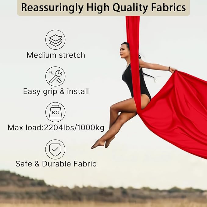 15/25 Yards Aerial Silk Professional Indoor Aerial Yoga Hammock Fabric Outdoor Fitness Silk for Dance, Circus Training, Home Gym-FlexoryFit
