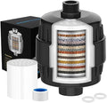 20 Stage Shower Filter Universal with Replaceable Water Filter,Bathroom shower filter head for hard water,Removing Chlorine and fluoride,Black