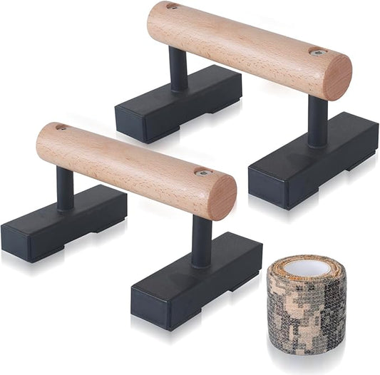 1 Pair Wood Floor Push Up Bars for Men, Anti-slip Handstand Parallettes Bars, Strength Training Push-Up Stands for Calisthenics, Fitness, Gymnastics, Workouts, Calistenia-FlexoryFit