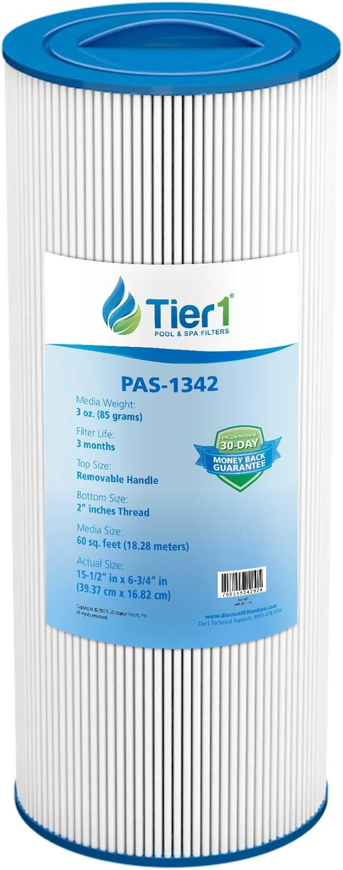 Tier1 Spa Filter Cartridge Replacement for Jacuzzi J300 & J400 | Compatible with 6541-383, PJW60TL-OT-F2S, 6CH-961 | Trilobal Dirt-Lock Fabric | Washable & Reusable | High Flow Hot Tub Filter
