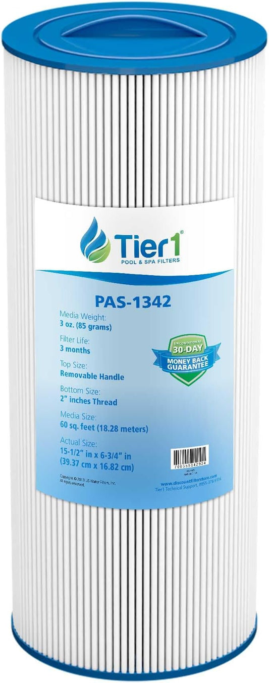 Tier1 Spa Filter Cartridge Replacement for Jacuzzi J300 & J400 | Compatible with 6541-383, PJW60TL-OT-F2S, 6CH-961 | Trilobal Dirt-Lock Fabric | Washable & Reusable | High Flow Hot Tub Filter