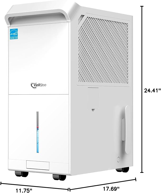 5,000 Sq.Ft Most Efficient Energy Star 2024 Dehumidifier with Pump,Vellgoo Max 150 Pint/D (Standard 80 Pint/D) Compressor Dehumidifier for Basement with Drain Hose, Smart Humidity Control