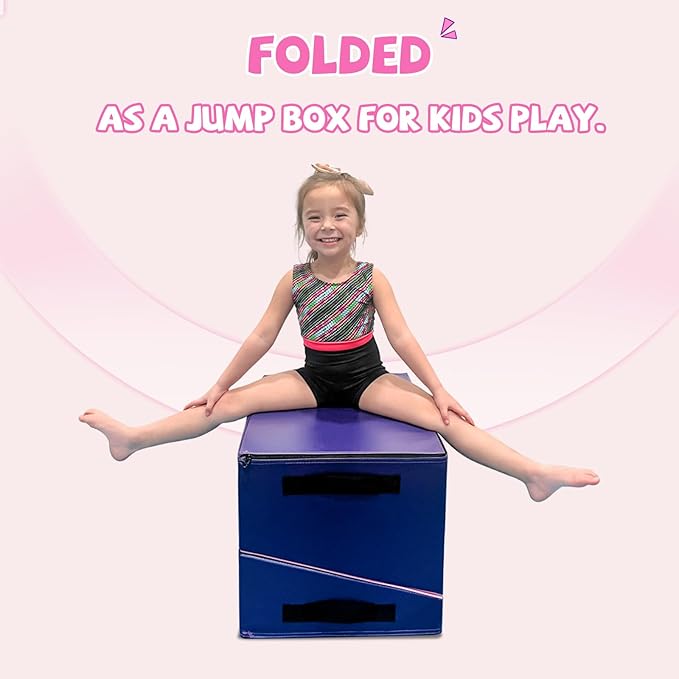 Kangaroo Hoppers Incline Gymnastics Mat, 48”x24”x14” / 56"x28"x15" / 34”x24”x13” Folding Wedge for Kids Tumbling, Skill Training, Multiple Colors Cheese Mat for Gymnastics, Home Gym Exercise-FlexoryFit