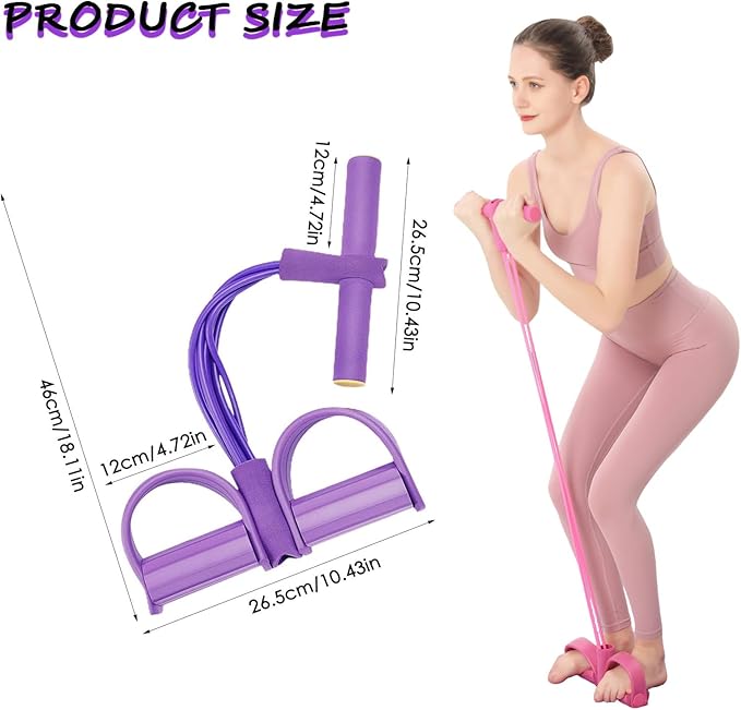 2025 Upgrade Multifunction Tension Rope or Exercise Sit Up Exercise Equipment,Pedal Ankle Puller,Bands-6 Tube Pedal Ankle Puller for Women Men-FlexoryFit