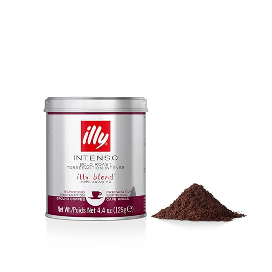 illy Ground Coffee Espresso - 100% Arabica Coffee Ground – Intenso Dark Roast – Warm Notes of Cocoa & Dried Fruit - Rich Aromatic Profile - Precise Roast - No Preservatives – 4.4 Ounce-FlexoryFit