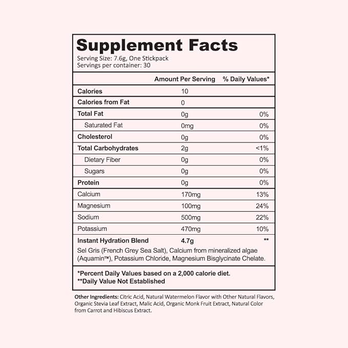 Instant Hydration Electrolytes Powder Packets - Watermelon Electrolyte Drink Mix - Zero Sugar - Keto, Vegan, Gluten-Free, Non-GMO - Boost Recovery, Brain Health, Muscle & Tissue Support- 30 Sticks-FlexoryFit