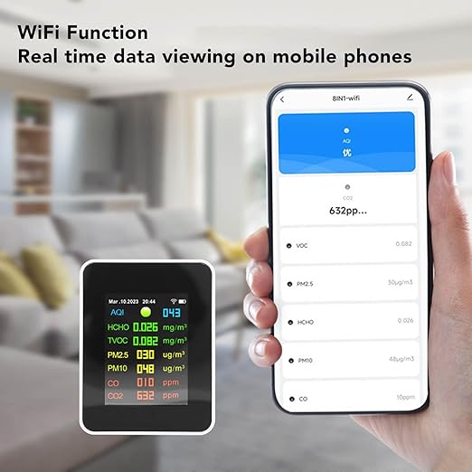 Air Quality Monitor Gen, Air Quality Monitor Indoor Detects with LCD Digital Display,Multifunctional Indoor Test Meter for Bedroom, Smart Home