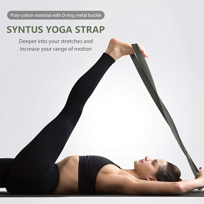Syntus Yoga Block and Yoga Strap Set, 2 Soft Non-Slip Yoga Blocks 9×6×4 inches, 8FT Metal D-Ring Strap for Yoga, General Fitness, Pilates, Stretching and Toning-FlexoryFit