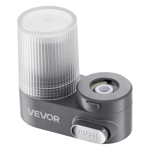 VEVOR Faucet Mount Water Filter, Vertical Water Purifier for Sink Tap, NSF Certified Carbon Fiber Filter, Removes Chlorine Lead with 3 Filters, Fits Most Kitchen or Bathroom Faucets, Gray