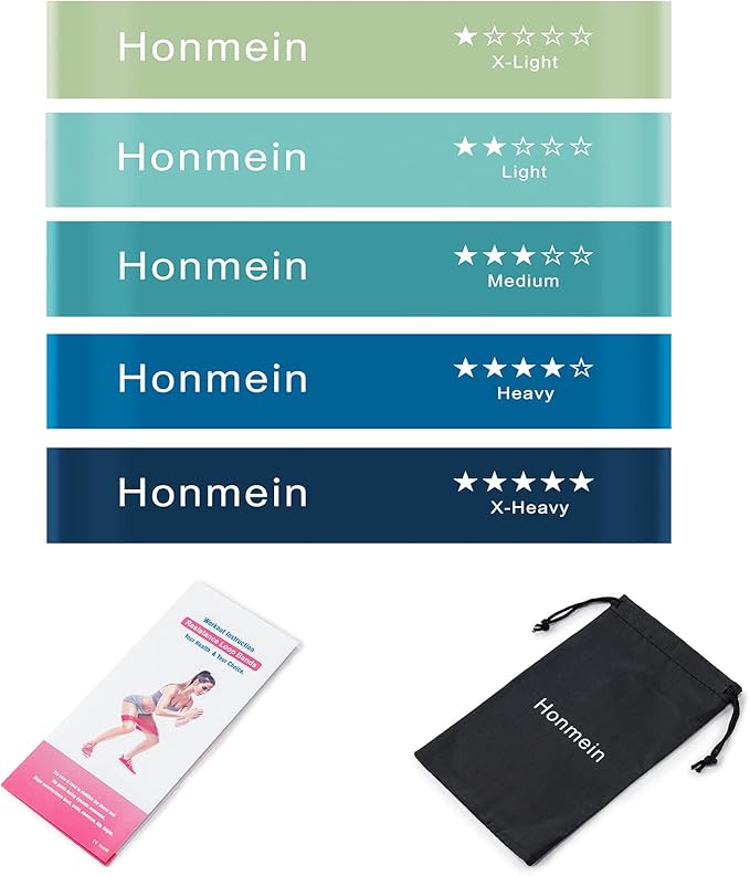 Resistance Bands for Working Out, Exercise Bands with 5 Resistance Levels Fit for Home Fitness, Strength Training, Natural Latex Resistance Band Include Instruction Guide and Carry Bag-FlexoryFit