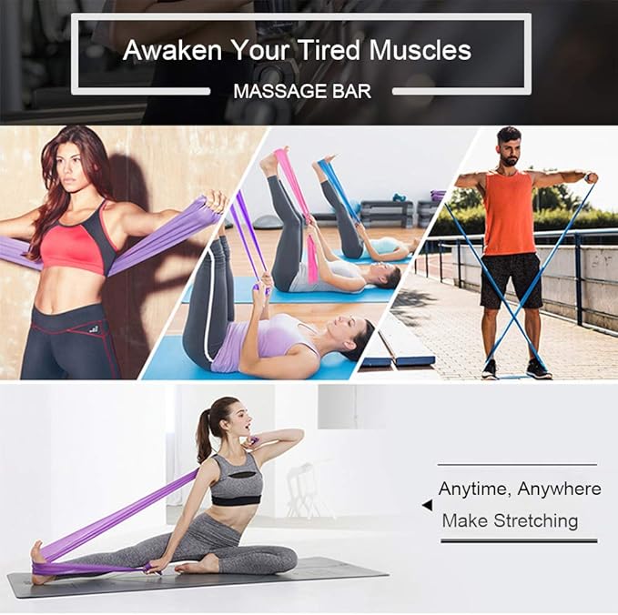 Resistance Bands Set, 3 Pack Professional Latex Elastic Bands for Home or Gym Upper & Lower Body Exercise, Physical Therapy, Strength Training, Yoga, Pilates, Rehab, Blue & Purple & Pink-FlexoryFit