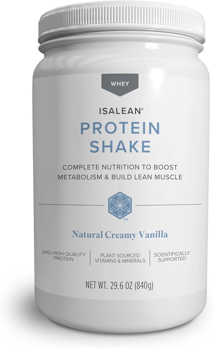 IsaLean Protein Shake Complete Superfood Meal Replacement for Maintaining Healthy Weight and Lean Muscle Growth with 24 Vitamins and Minerals-29.6 oz - 14 Meal Canister Natural Creamy Vanilla-FlexoryFit