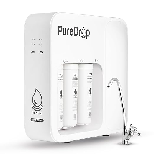 PDR-100RO 3-Stage Under Sink Reverse Osmosis Drinking Water Filtration System, 100 GPD Fast Flow Built-in Tank RO Water Filter System, Reduce PFAS