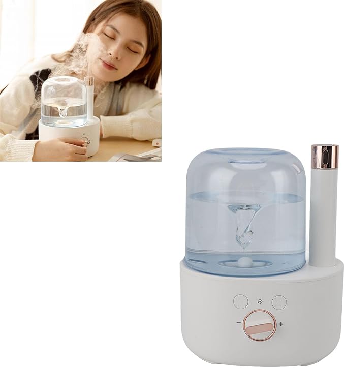 Waterspout Aroma Humidifier, Multifunctional One Piece Design Mute 5V 6W USB Essential Oil Diffuser for Car Office Room Bedroom(White)
