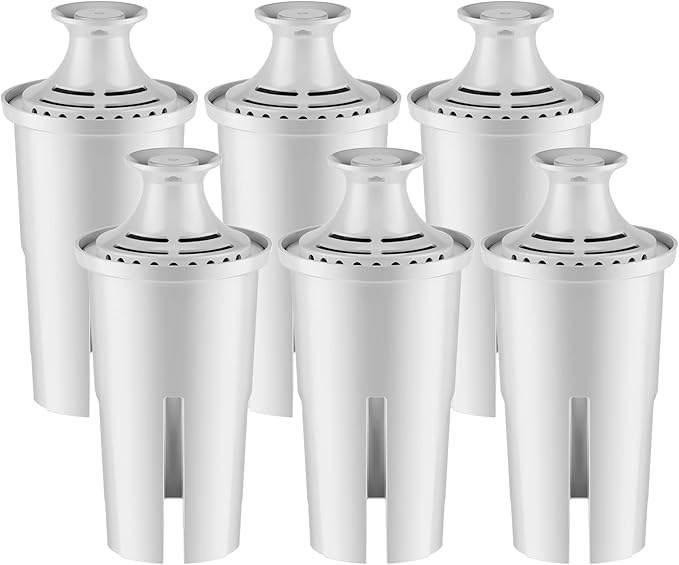 Replacement for Brita Water Filter Pitchers Dispensers, Classic 35557, Ob03, Mavea 107007, Pitchers Grand, Lake, Capri, Wave Lasts Two Months or 40 Gallons (6 Count Pack Of)