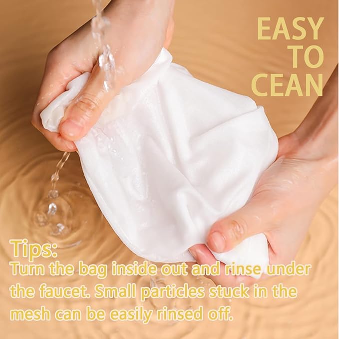 4 PCS Extra Fine Mesh Strainer Bags with Handle, Reusable Thai Tea Strainer, Cheesecloth for Straining NutMilk Coffee Milk Juices Honey Wine Oil Yogurt (2 Medium & 2 Small)