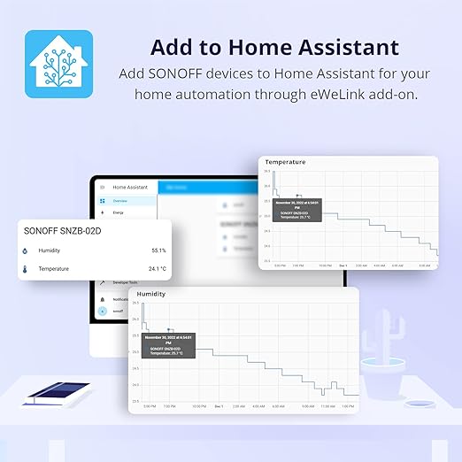 SONOFF Zigbee Indoor Temperature Humidity Sensor, SNZB-02D LCD Wireless Smart Thermometer Hygrometer, Compatible with Alexa & Google Home for Remote Monitoring and Home Automation, 2-Pack